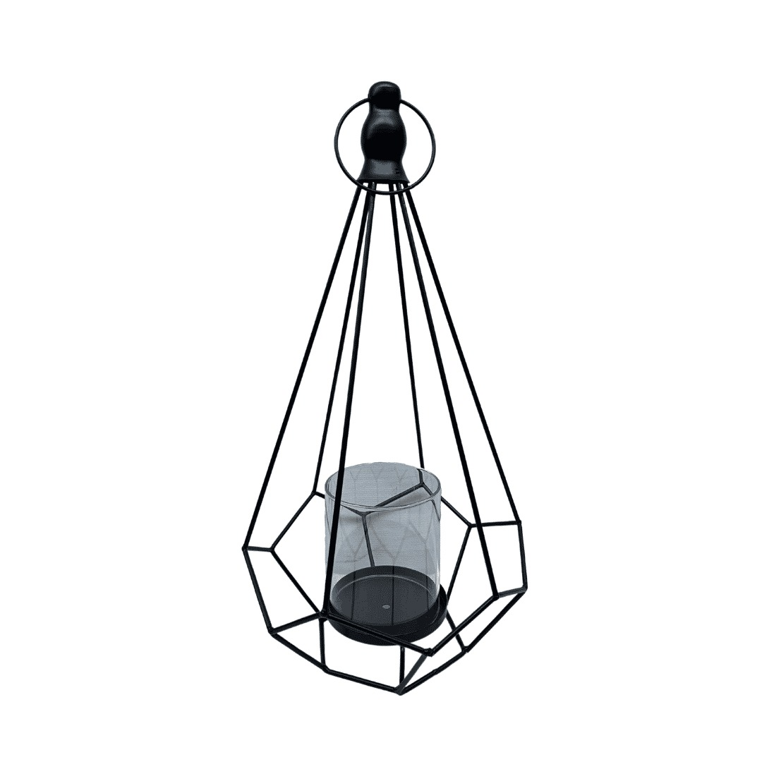Modern geometric matte black lantern