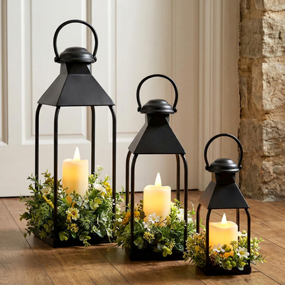 Compact Metal Lantern - Terracotta